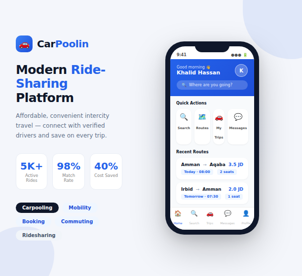 CarPoolin ride-sharing app
