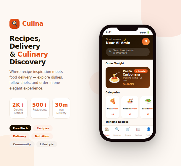 Culina food and recipe app