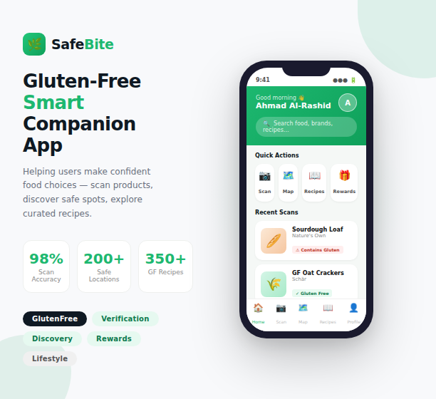 SafeBite gluten-free companion app